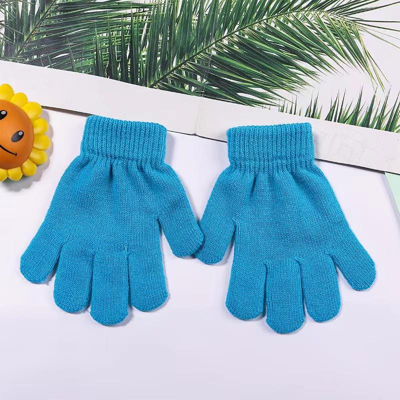 Autumn and winter men's and children's acrylic simple warm knitted gloves full finger magic gloves