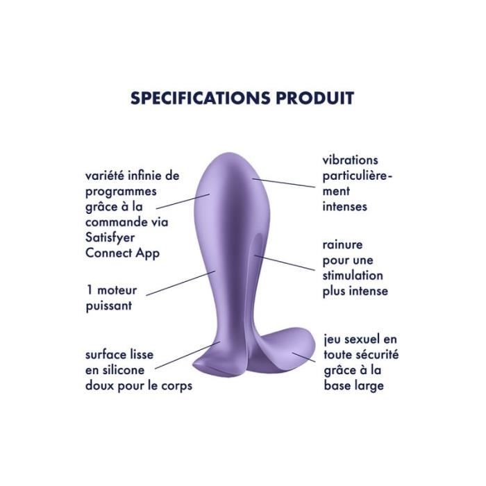Plug Anal Vibrant Connecté - Satisfyer - Intensity Plug - Violet - Matériau Souple - Taille Unique