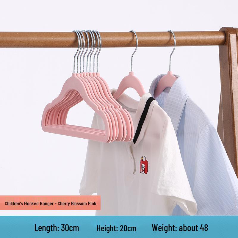 Children s Non-Slip Plastic Clothes Hanger - Seamless, Flocked Design for Baby Clothes Non-slip Flocked - Direct Factory