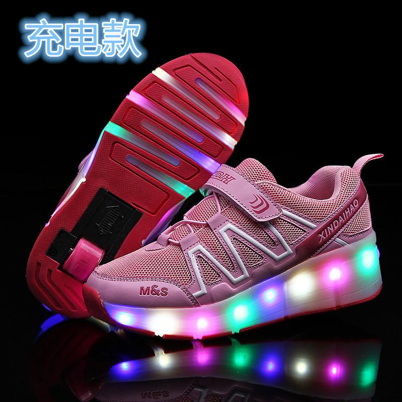 

Новые светящиеся кроссовки на одном колесе для мальчиков и девочек, заряжаемые через USB, с циклическим светодиодным ярким колесом, модные ролики 39