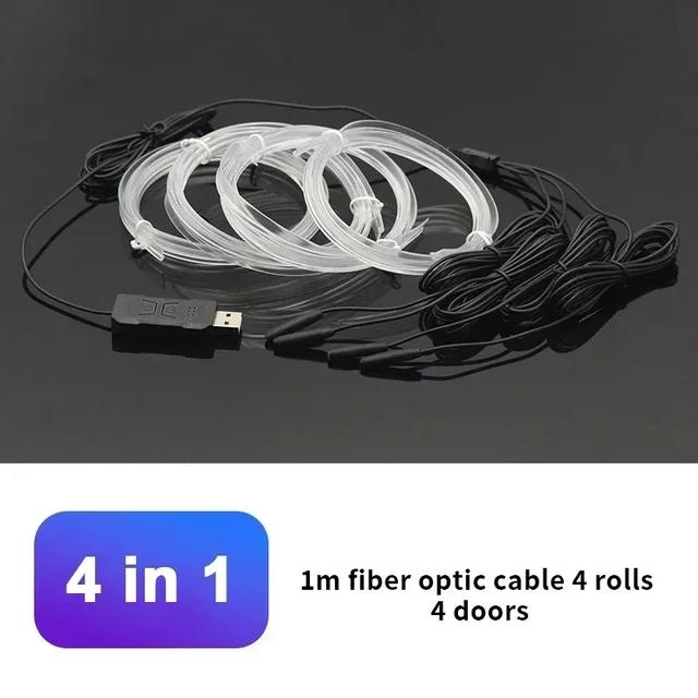 Car Interior RGB LED Atmosphere Light Strip USB Fiber Optic Neon Invisible Ambient Lamp nter Console Door Decoration Trim