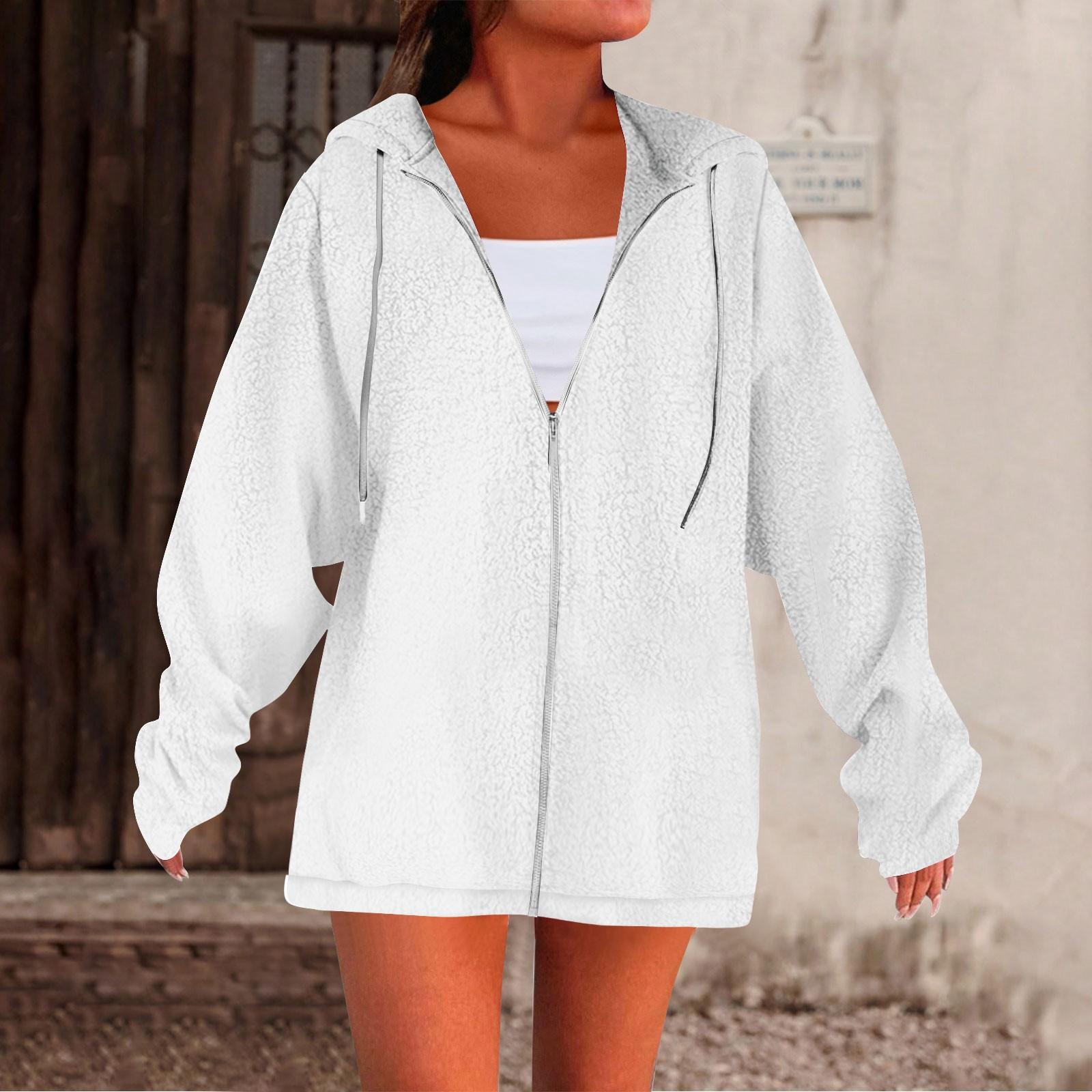 

Женские повседневные толстовки с капюшоном, зимняя теплая флисовая подкладка, пуловер с капюшоном и длинным рукавом XL белый