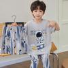 Boys Cotton Short Sleeve 3-Piece Pajama Set Sleepwear Kids Teens Cartoon Print Lightweight Home Wear