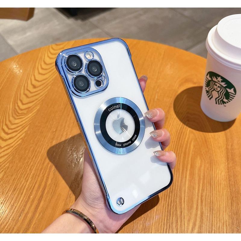 Applicable To IPhone16 Frameless Electroplating Mobile Phone Case Magnetic Suction Apple 15 ProMax Leakage Mark 14 Protection Case