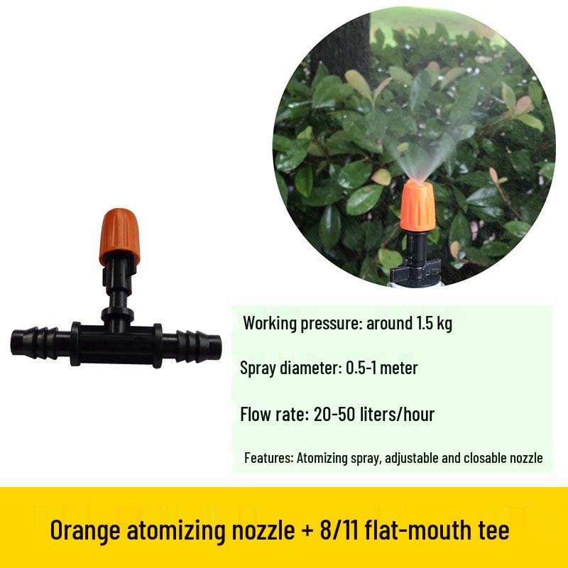 Orange 3-Way Flat Mouth Micro-Spray Nozzle for Greenhouse Use