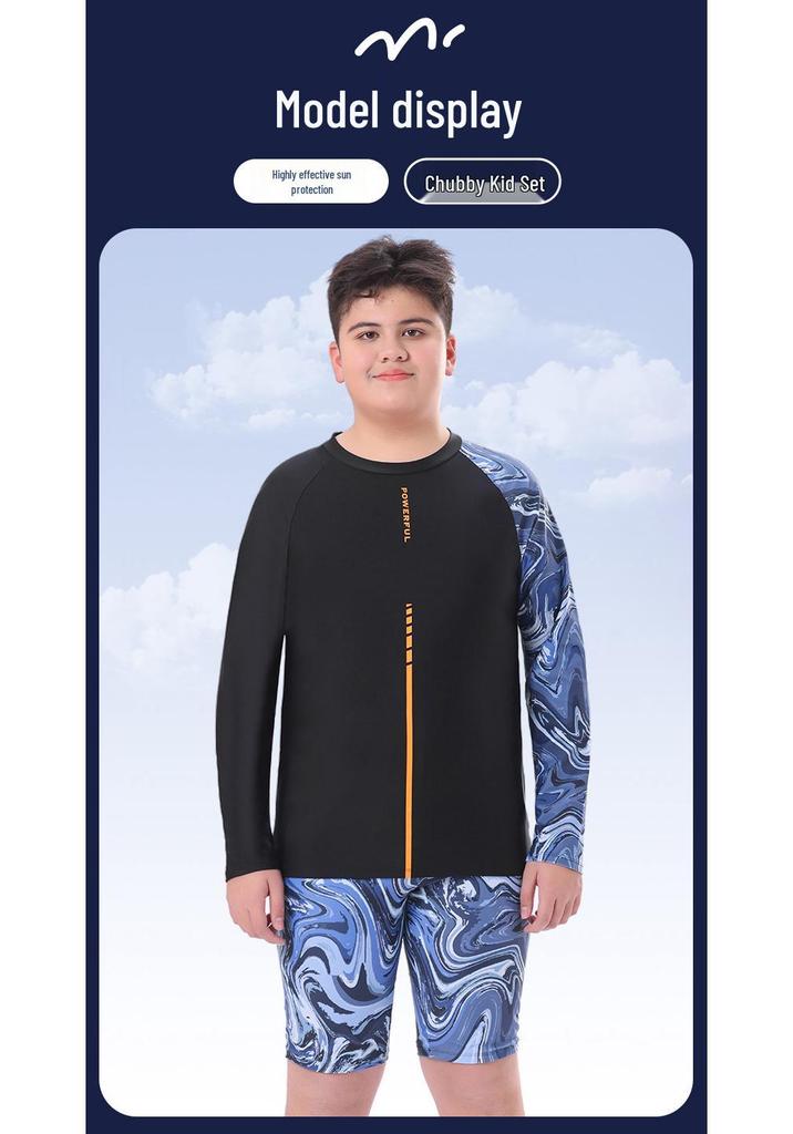 Plus Size Big Kids' Sun Protection Swimsuit - Short Sleeve Split Swimwear for Boys 2026