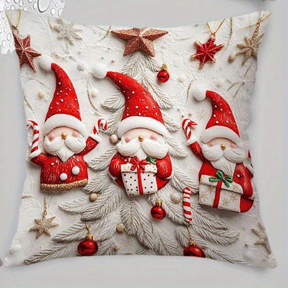 

Наволочки на рождественскую тематику: Снеговик, Санта, Олень и Дизайны Гномов Наволочка для диванной подушки, украшение дома, новогодний подарок 16x16Inch