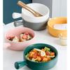 Keramik Salatschüssel mit Griff Einfarbig Entzückend Waschbar Niedlich Zuhause Frühstück Abendessen Suppe Obstschüsseln Geschirr