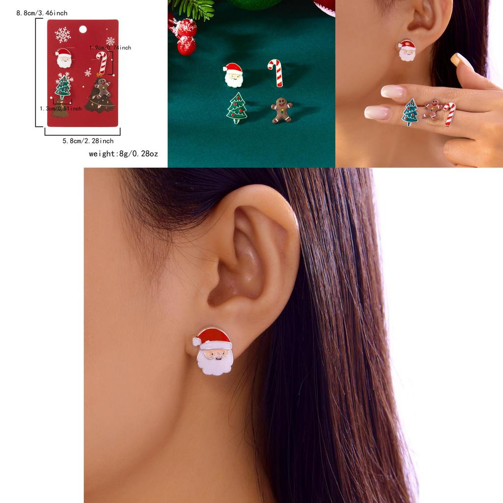Christmas Elf Earring Set With Festive Animal Designs For Holiday Celebrations