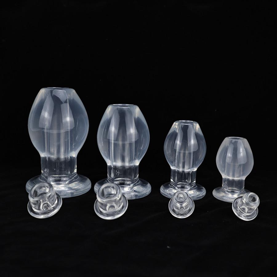 Crystal Hollow Anal Dilator Plug with Leak-Proof Strap - Occlusive Rear Anal Toy