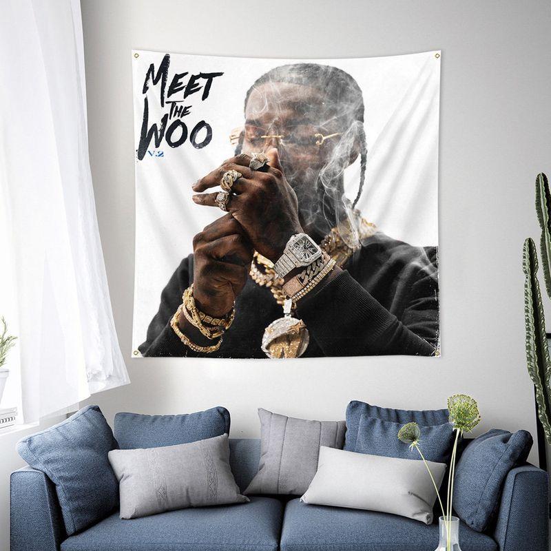 Raucheffekt Hip Hop Figur Wandbehang Schwarz Weiß Gold Schmuckdruck Polyester Wandteppich Schlafzimmer Wanddekoration