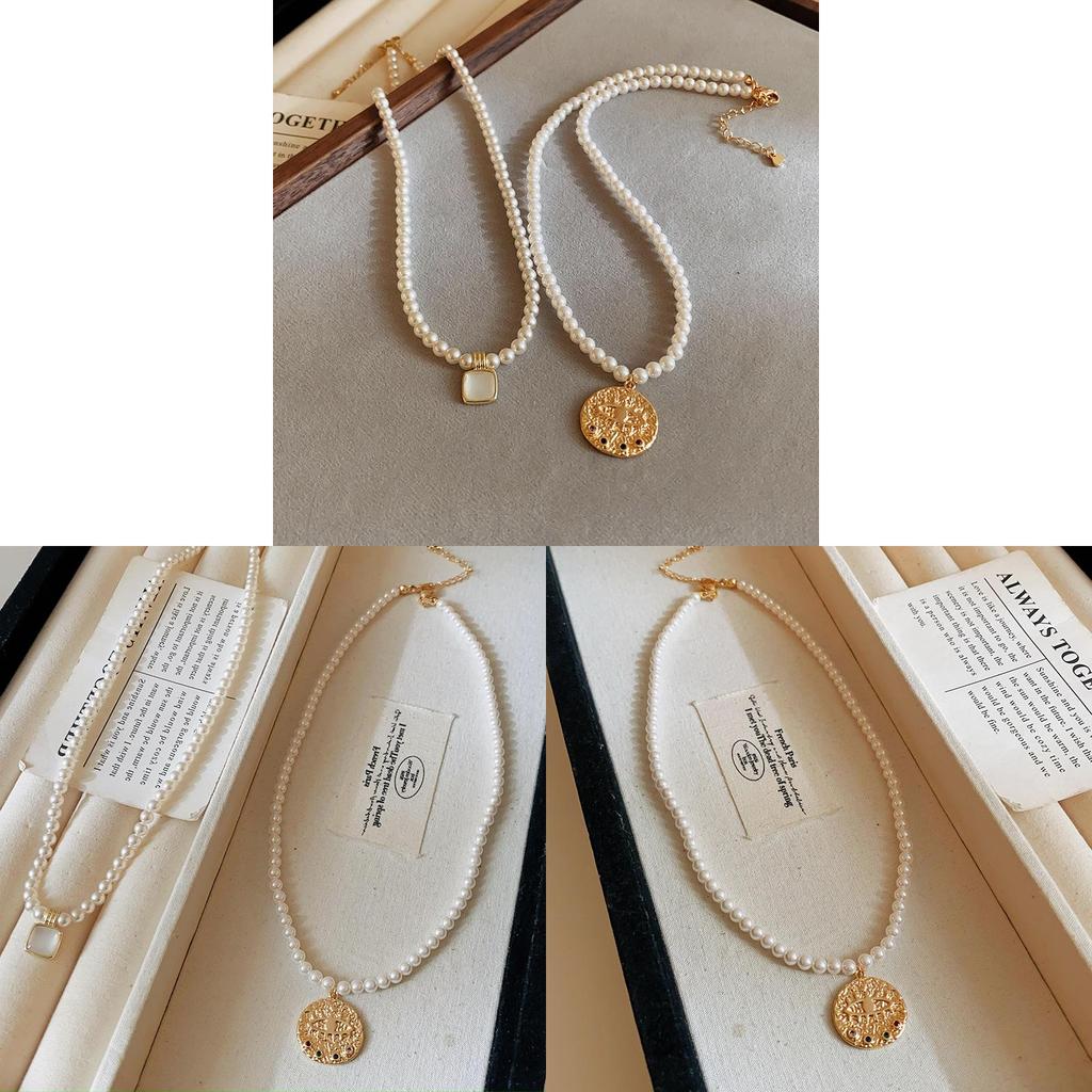 Classic Gold Plated Geometric Pearl Necklace For Elegant Women Summer Fashion Jewelry