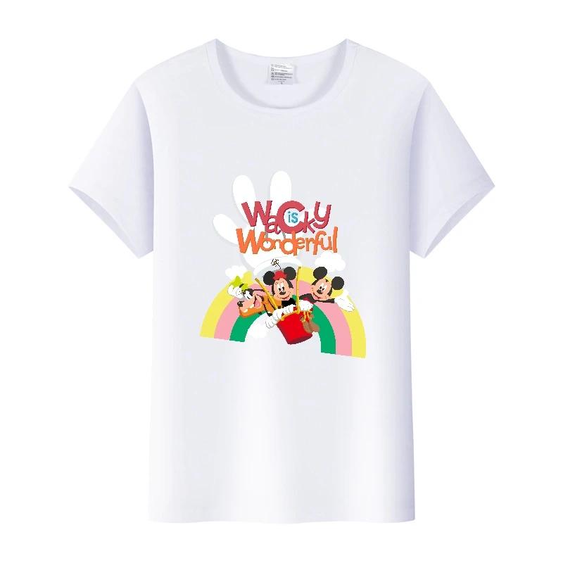Casual Unisex Cartoon Minnie Tshirt Mickey Mouse Tops Graphic Clothes Summer Blouses T-shirt White 2000s Tees