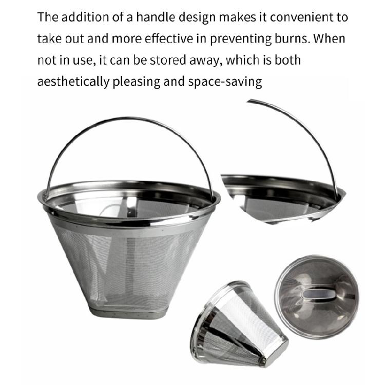 Stainless Steels Coffee Filter Fine Mesh Cone Shape Strainer Easy Cleaning Compatibles with Various Brewing Accessories