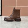 Leather Martin Boots Women's Velvet 2026 New Autumn and Winter Single Cotton Boots British Style Short Boots Thick Sole