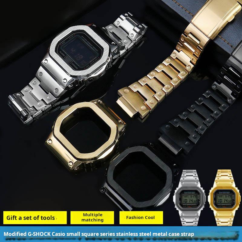 Per Casio G-shock Cassa Lunetta Metallo Cinturino Dw5600 Gw-m5610 Gw-b5600 Gwm5610 GM-5600 Orologio Modificato Cinturino Uomo Acciaio Inossidabile Completo