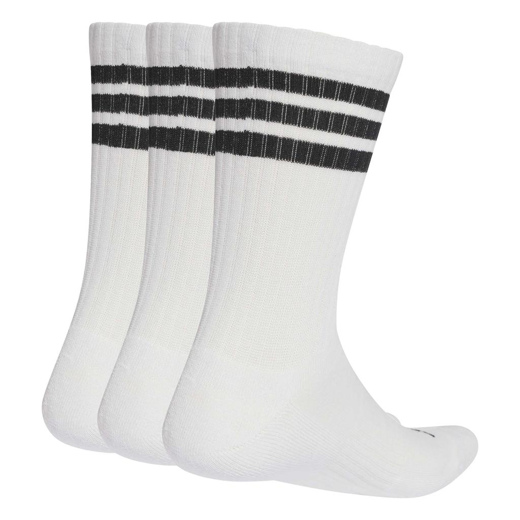 Adidas Essentials Cushion Crew Unisex Size M 3-Stripes Socks, Adult, White/Black/Black (UW730, JZ0532),