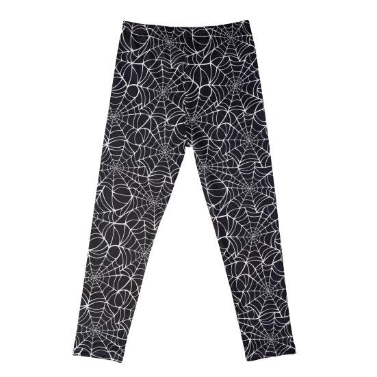 

Детская одежда на Хэллоуин для маленьких девочек, брюки-леггинсы с длинными штанинами с принтом тыквы/черепа/летучей мыши/паутины/полоски 120 cm чёрный