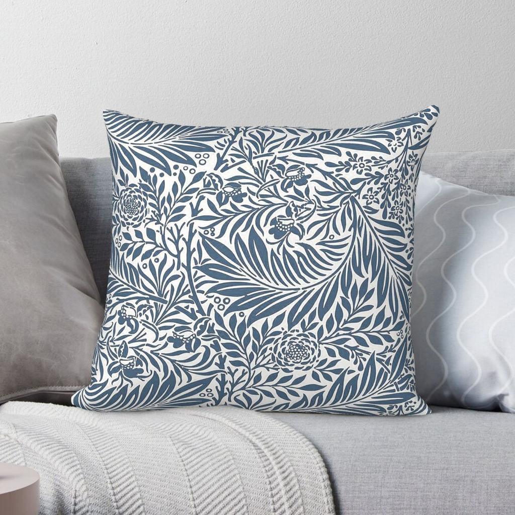 William Morris Larkspur Delphinium Square Pillowcase Polyester Linen Velvet Creative Zip Decorative Home Cushion Cover