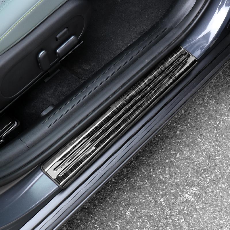 8PCS Car Stainless Black Rear Trunk Inner Guard Tailgate Threshold Strip Protection Cover Panel For Hyundai SX2 KONA 2024 2025