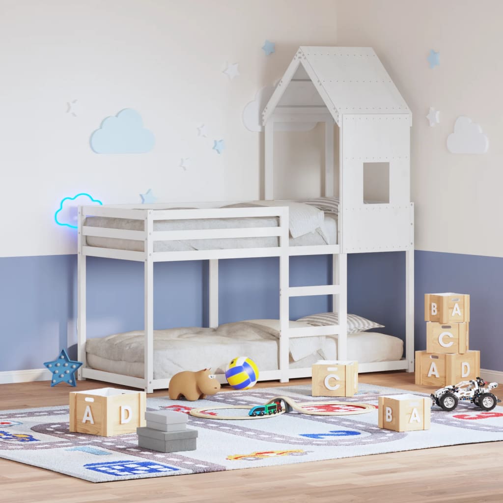 Bunk Bed with Canopy White 80x200 Cm Solid Pine Wood