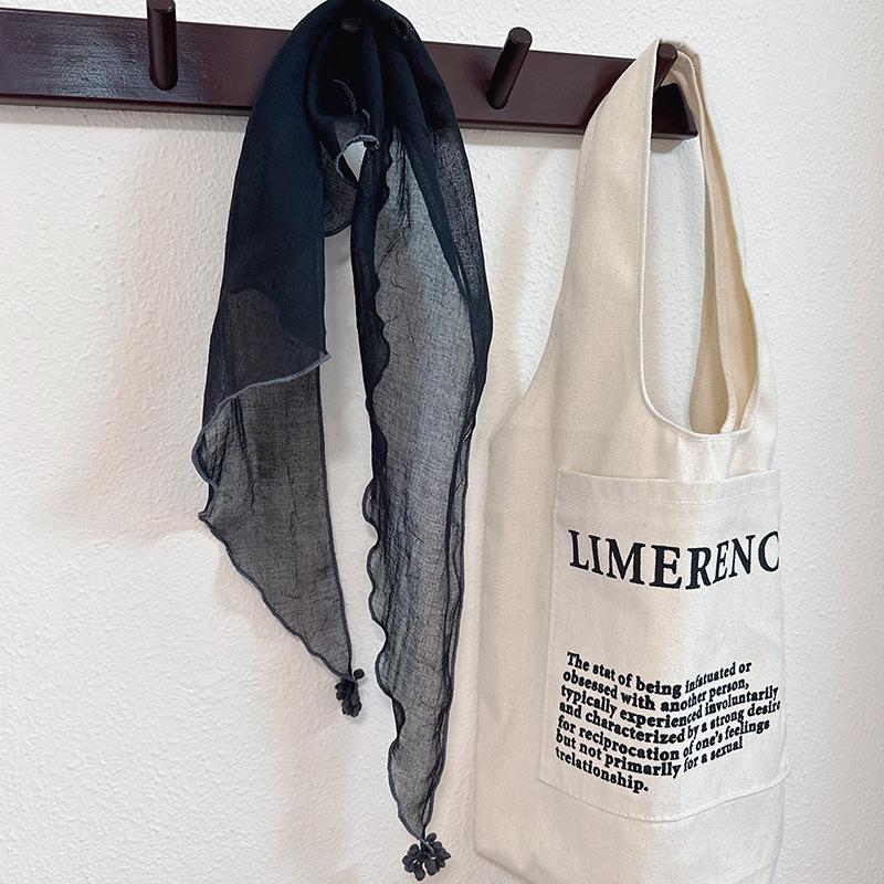 Solid Color Triangular Scarf Sweet Japanese and Korean Style Pendant Scarf Women's Thin Scarf Headscarf