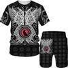 Viking Summer Men T Shirt Set 3D Printed Vintage Clothes Short Sleeve Tshirts Shorts Oversized Tracksuit Fashion Men Sport Suit