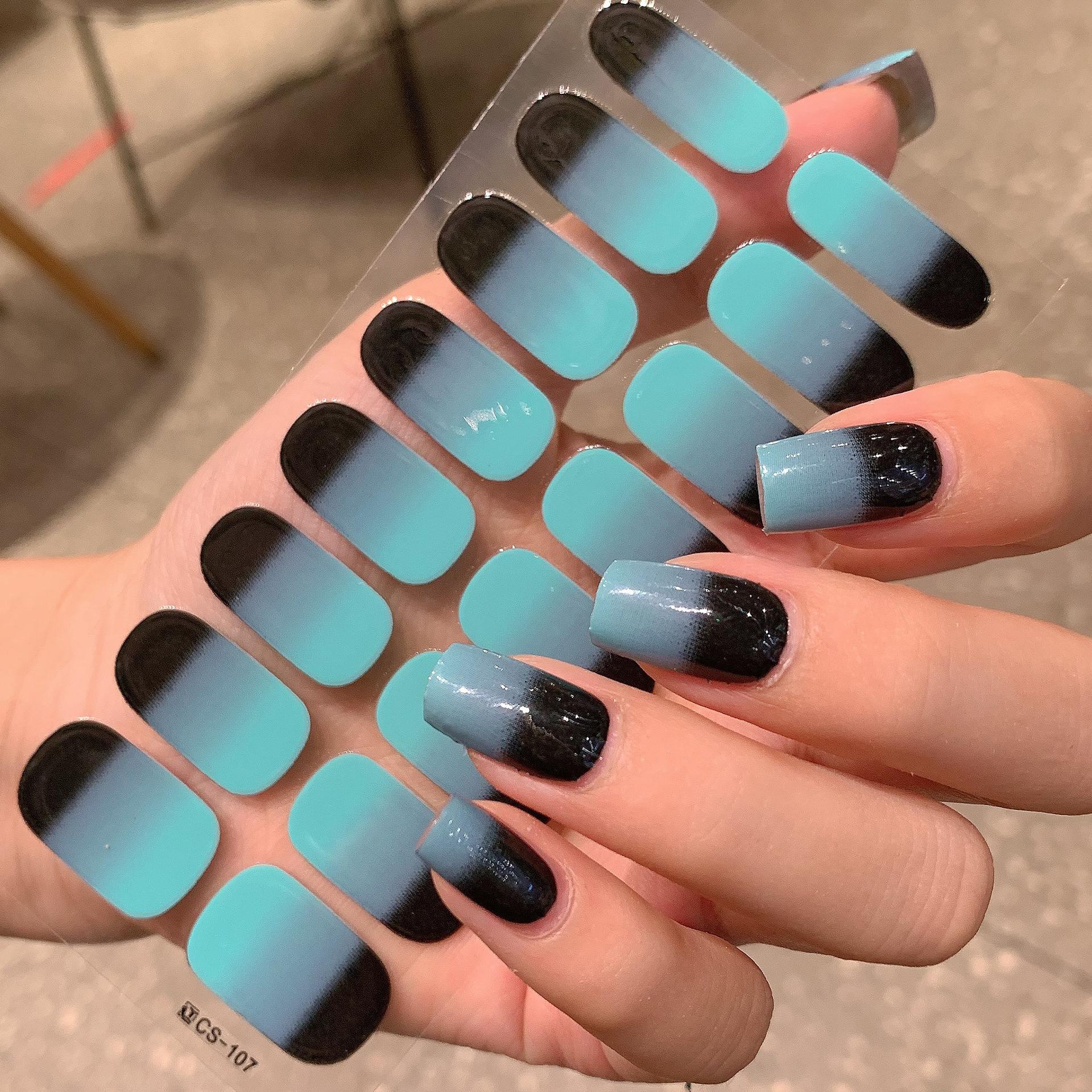 

16 типсов однотонные наклейки для нейл-арта градиентный стиль долговечные самоклеящиеся простые полные обертывания для ногтей DIY летний нейл-арт 2pcs