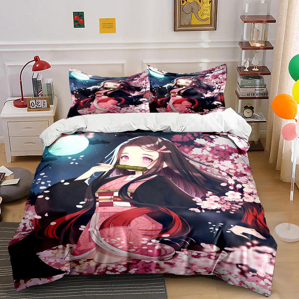 Anime character, cherry blossoms. Bedding sets Duvet cover sets Duvet covers Pillowcases(1*Duvet Cover 2*Pillowcases without duvet insert)