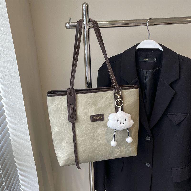 Autumn large-capacity bag women's 2025 new high-end denim shoulder bag commuter bag popular tote bag