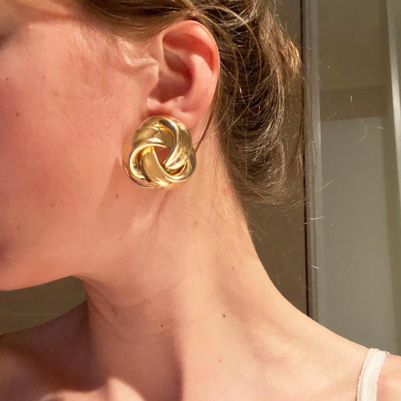 New Big Metal Dangle Earrings for Women Gold Color Spiral Exaggerated Drop Earrings Heavy Ear Jewelry Earrings for Women