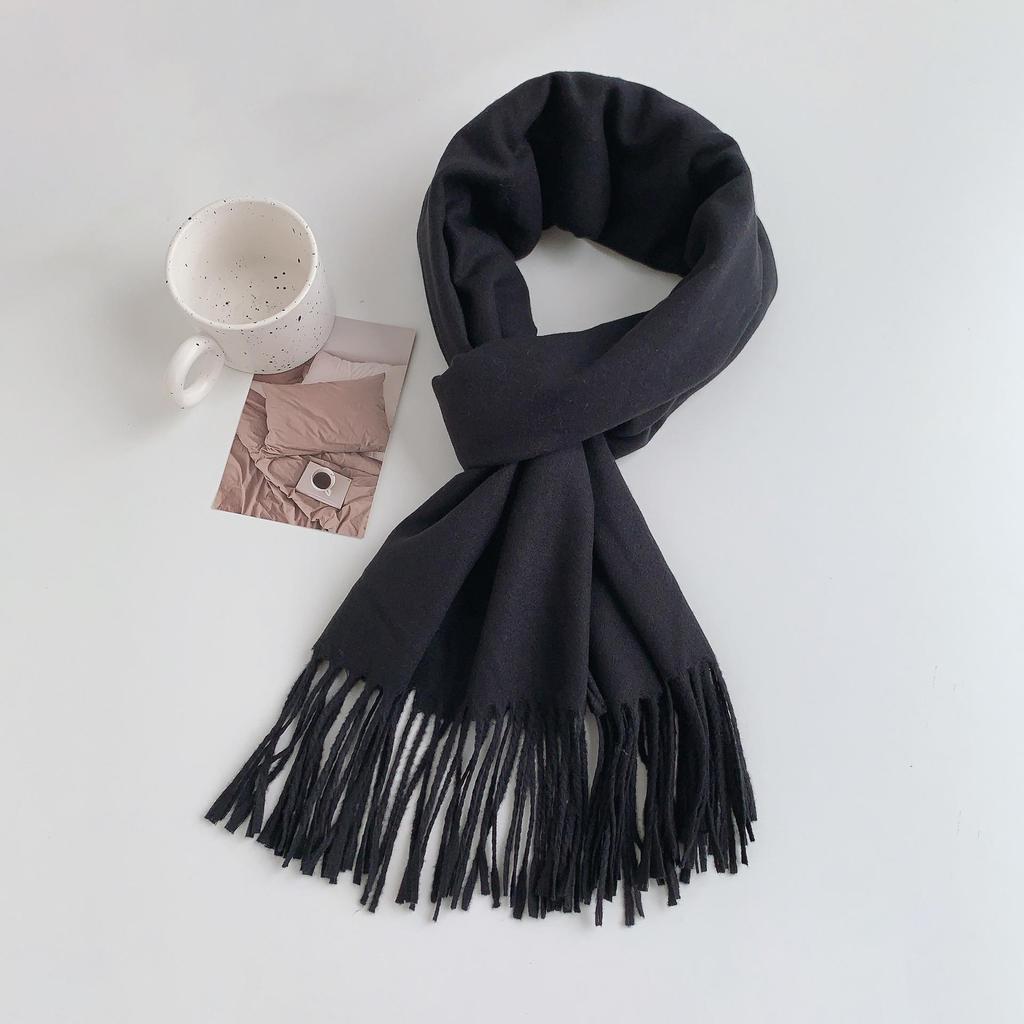 Luxuriöser Imitationskaschmir-Quasten-Schal in Uni-Rot für Damen - Koreanischer Stil, Winter-Vielseitig, Elegant