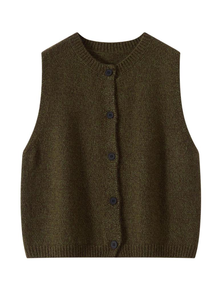 Luftiger Heather Seidenwoll-Strick-Ärmelloser Cardigan-Weste