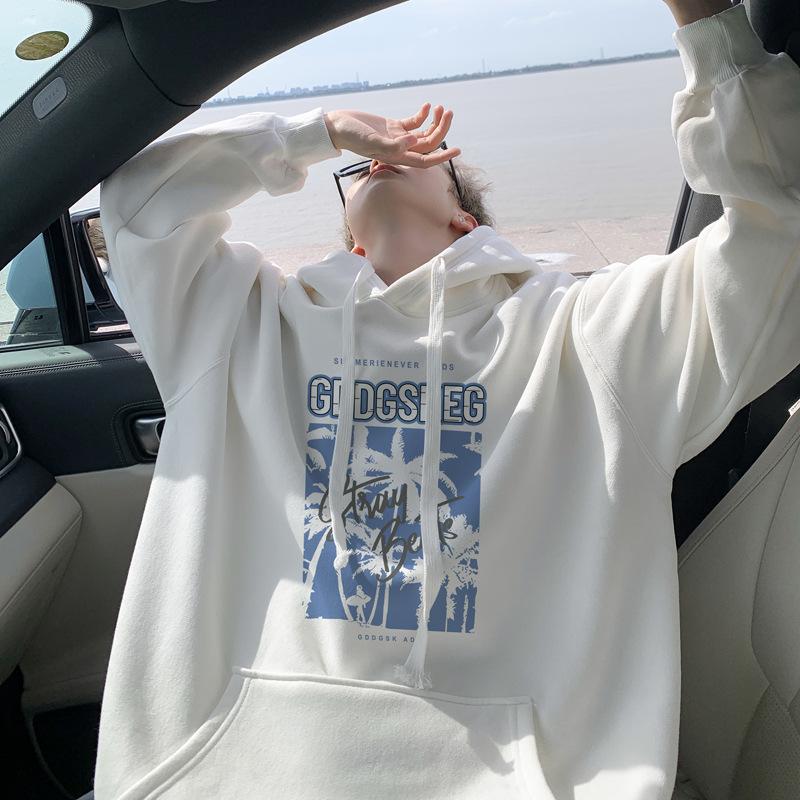 Hooded Sweater Men's Autumn Trend Brand American Retro Trend Printing Loose Long-sleeved Teen Jacket