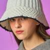 KOLEAT Thick Knit Plain Color Block Winter Bucket Hat [White]