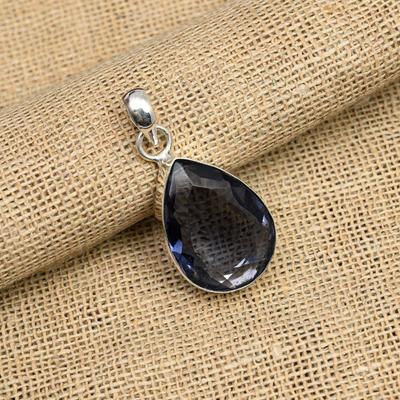 Pretty Iolite Gemstone Handmade 925 Sterling Silver Jewelry Pendant For Women