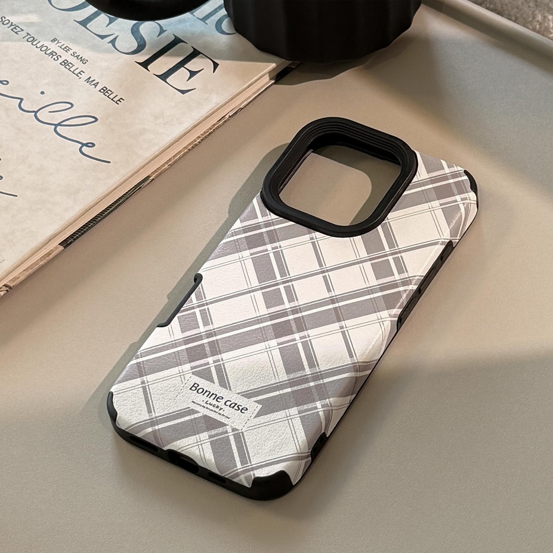 

Korean Ins Leather Diamond like IPhone16 Apple 15pro Max Mobile Phone Case British Style 14 Premium 13 16promax