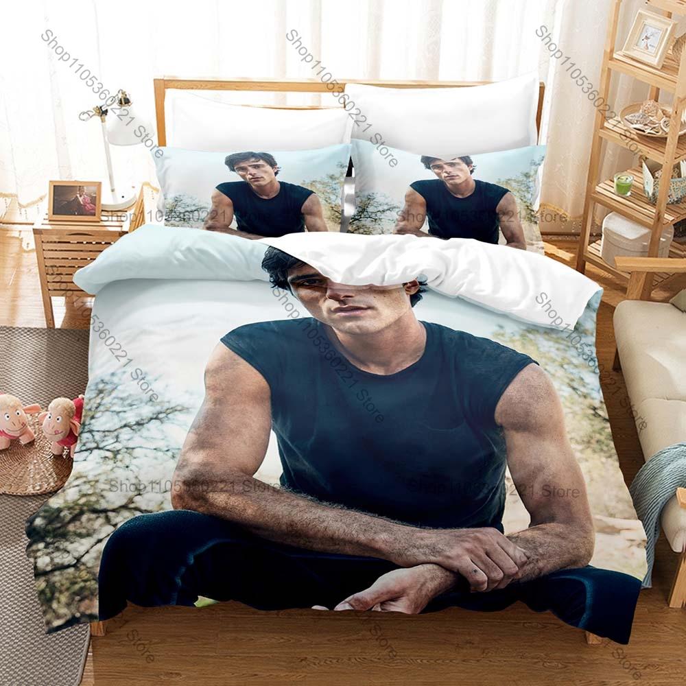 Jacob Elordi Duvet Cover + 2 Pillowcases Celebrity Actor Print Soft Bedding Set Bedroom Decor for Fans