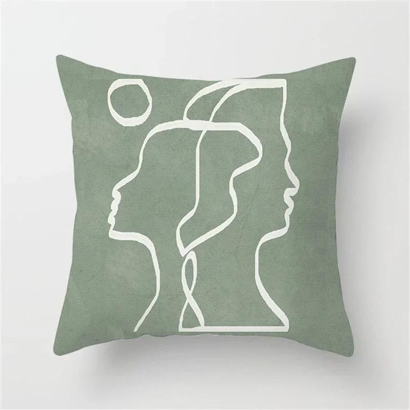 Green Pillowcase Printed Cushion Cover Abstract Geometric Sofa Decoration