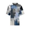 Women's Casual Short Sleeve Retro Floral Print Waffle Knit Polo Shirt Button Down Top with Classic Collar for Everyday Wear