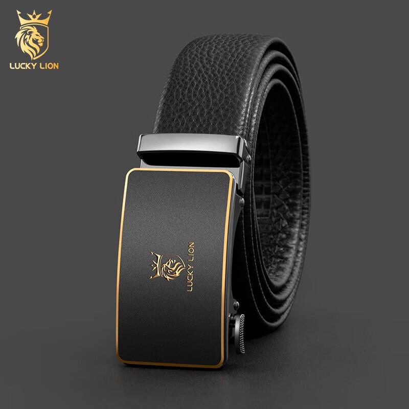 LUCKY LION Men's First-Layer Cowhide Automatic Buckle Belt