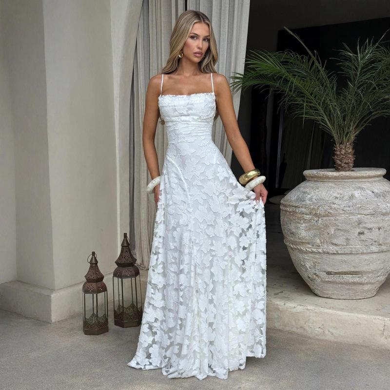 Spring new banquet evening dress long dress temperament elegant suspender backless dress women
