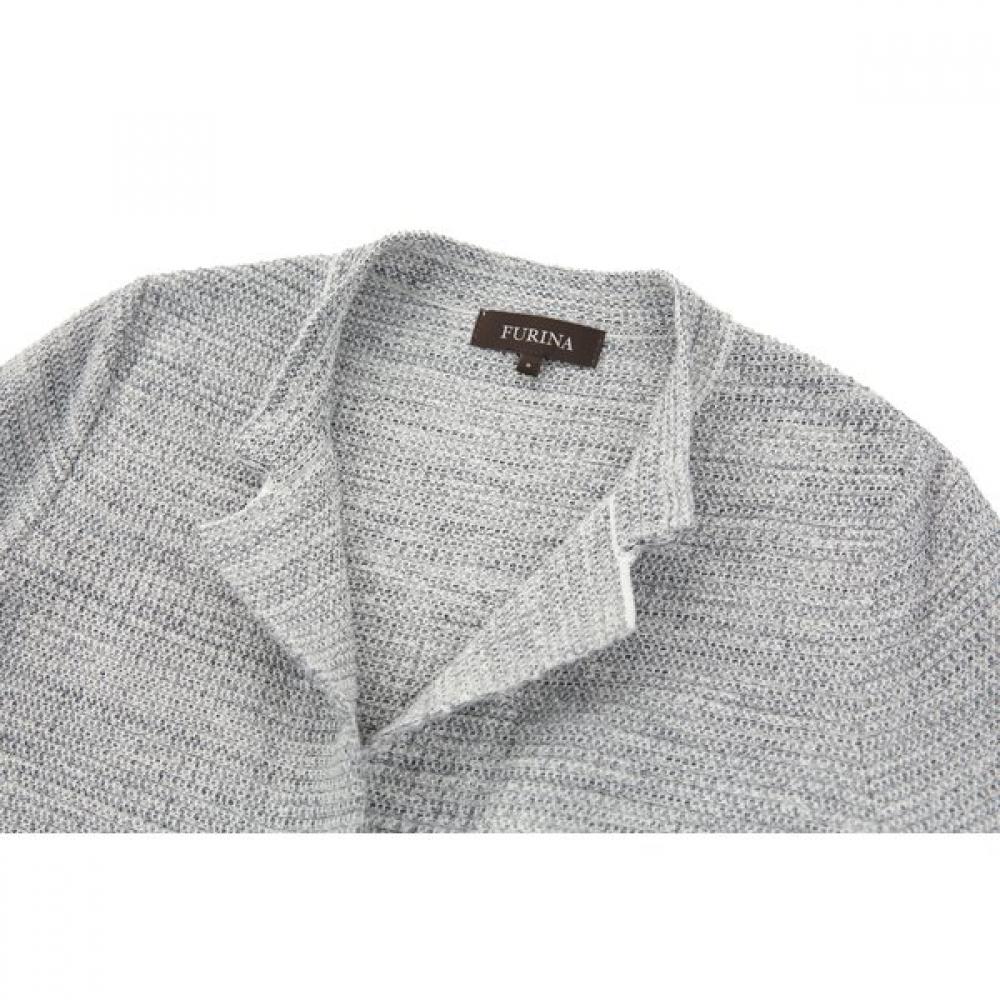 Furina Ecru Linen Crop Knit Jacket