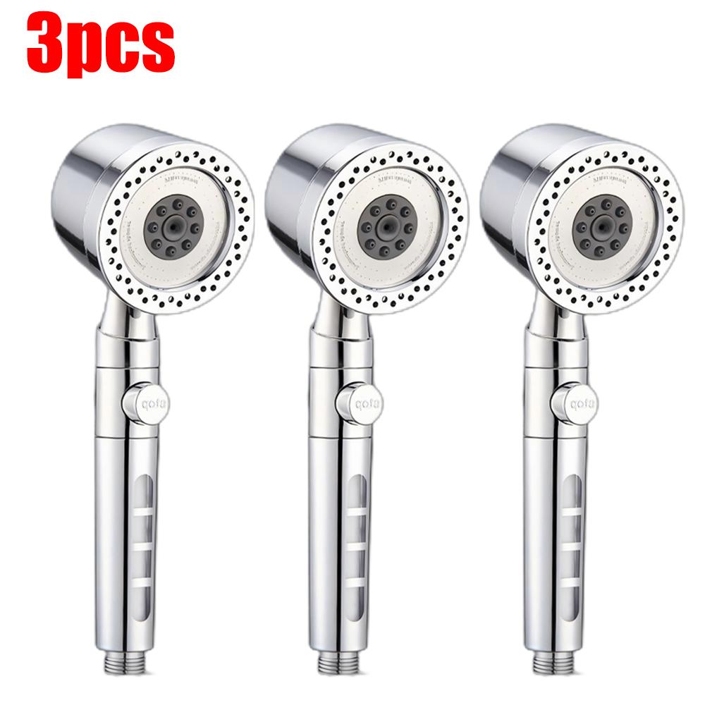 6 Modes High Pressure Shower Head ABS Water Saving Filter Showerhead Fall Resistance Bath Shower Nozzle Set with Stop Button