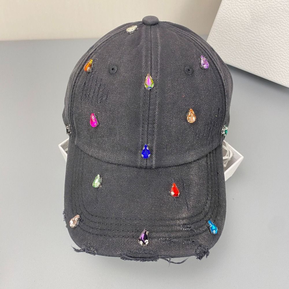 Creative Full Rhinestone Baseball Hat Cotton Sunshade Hat Casual Sunscreen Hat  Men