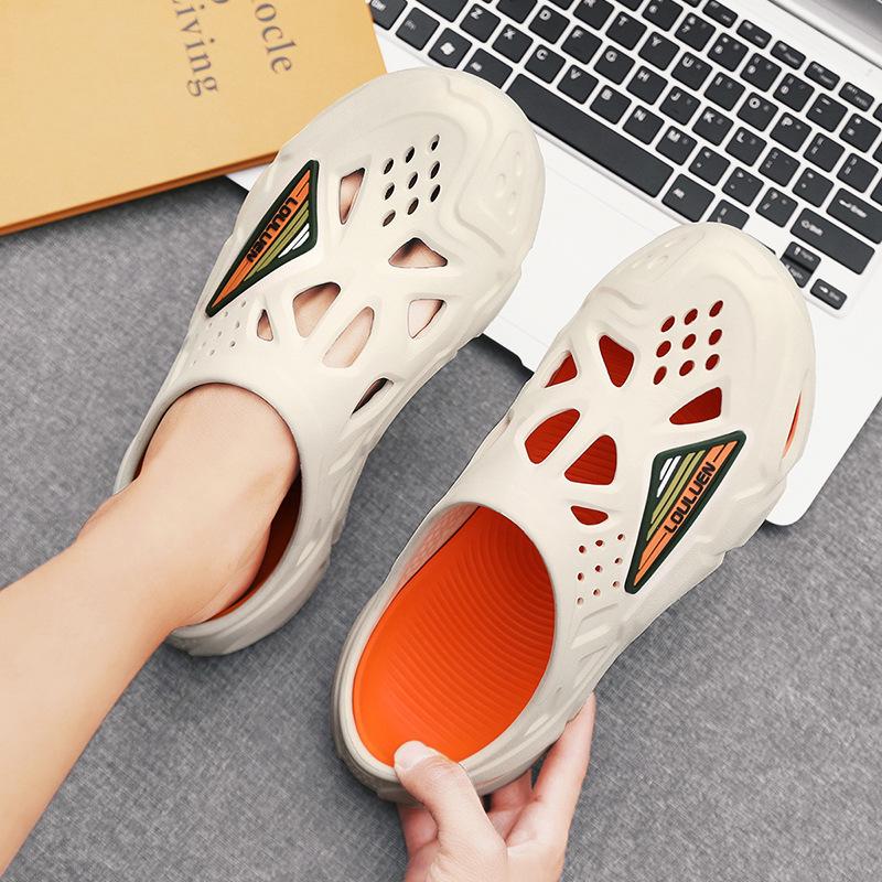 Sandals men's summer wear non-slip soft bottom breathable outdoor leisure sports driving hole beach bag head slippers