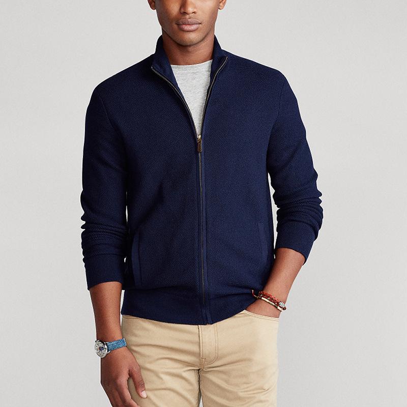 Men's 8503 High Neck Zipper Cotton Sweater - Slim Fit Winter Cardigan