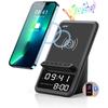 AFK Wireless Charging Station with Bluetooth Speaker and Alarm Clock,Wireless Charger Compatible with iPhone,Android Phones(Black)