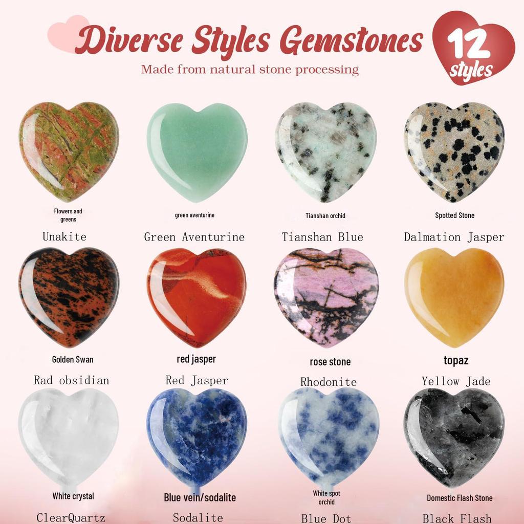 Hot Seller Valentine's Heart Stone Crystal Gemstone Craft (2cm)