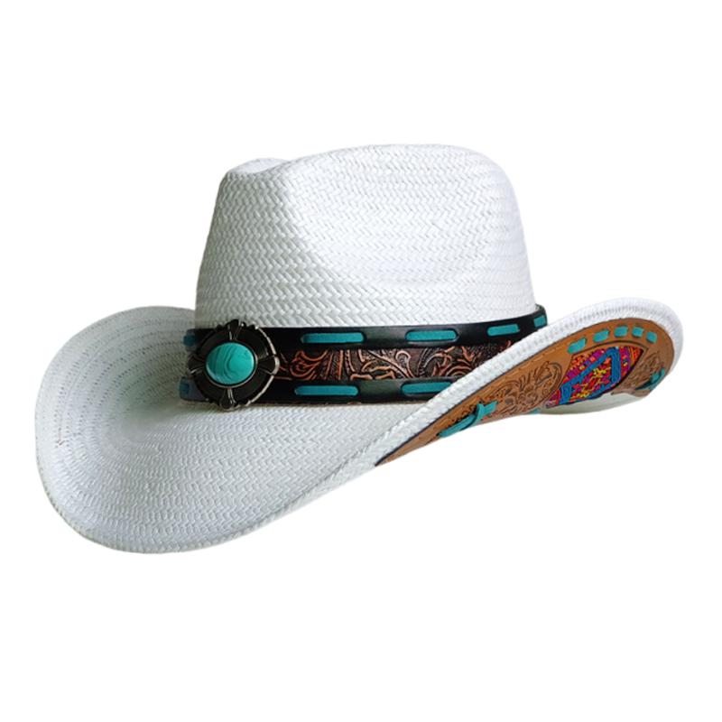 Nouveau Chapeau de Cowboy Western Vintage pour Homme Chapeau de Soleil de Plage Tressage en Paille Fait Main Chapeau Jazz Cowgirl Gentleman Sombrero Hombre